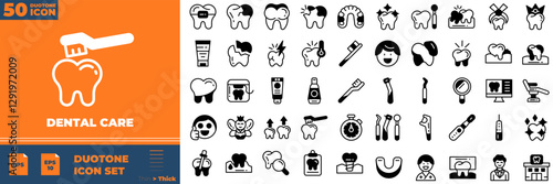 Dental Care Duotone Editable Icons set