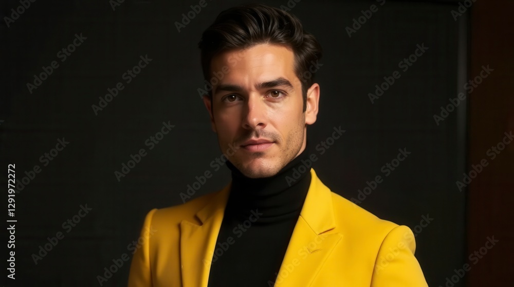 Fototapeta premium Confident Young Man in Yellow Blazer Studio Portrait