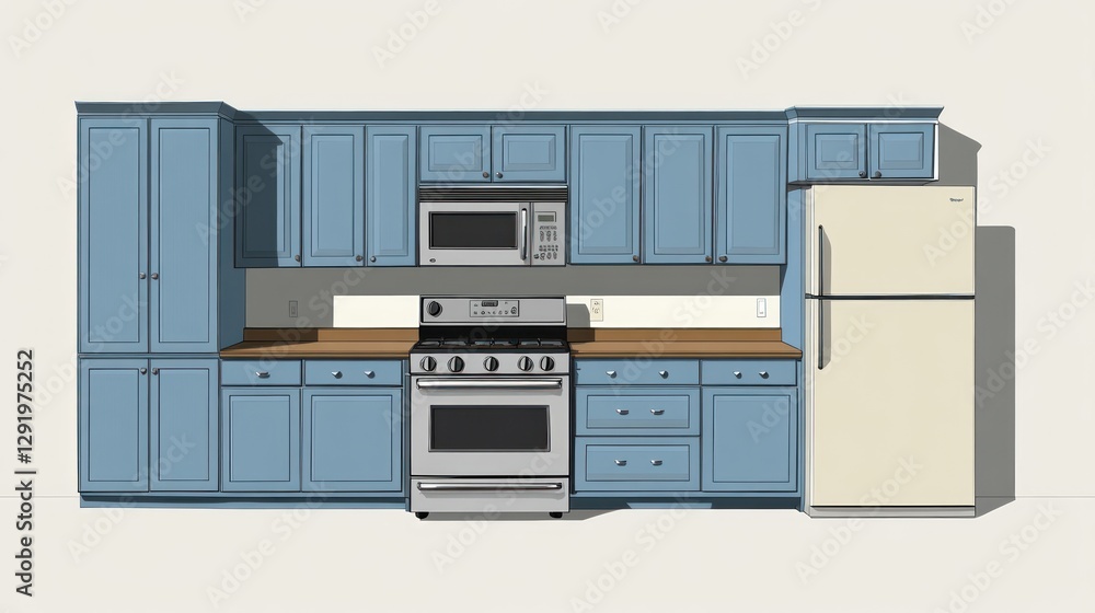 3D Kitchen Design Rendering 3D Kitchen Design Rendering