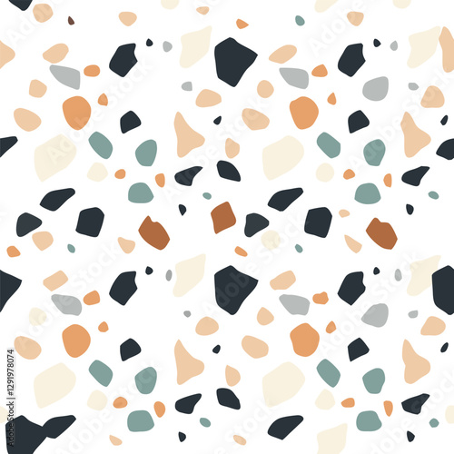 Wallpaper Mural Minimalist Terrazzo Seamless Pattern in Neutral Tones Torontodigital.ca