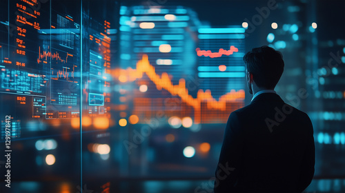 Wallpaper Mural Financial analyst examines market trends in a high-rise office at night Torontodigital.ca