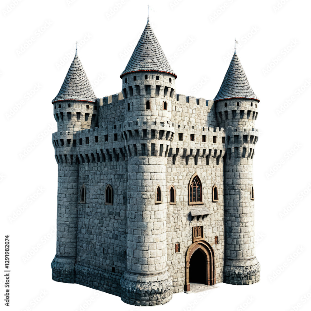 Obraz premium medieval castle isolated on transparent background