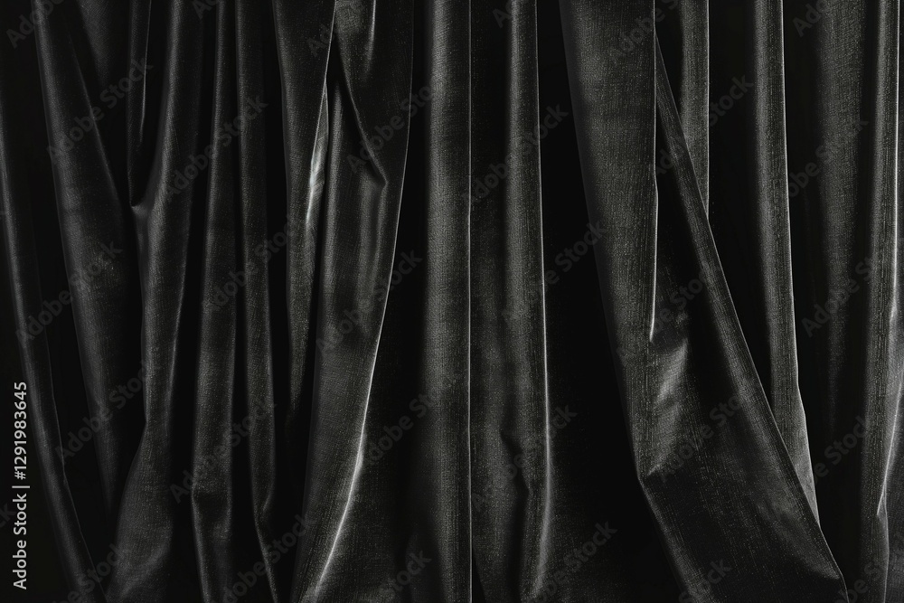 Obraz premium Luxurious black velvet fabric draped elegantly, creating an opulent and dramatic atmosphere.