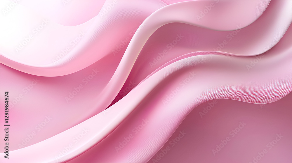 Fototapeta premium Gentle Pink Waves: A Serene Abstract Design. Soft, flowing curves create a calming, minimalist aesthetic. Perfect for backgrounds, branding, or any project needing a touch of elegance and tranquility.