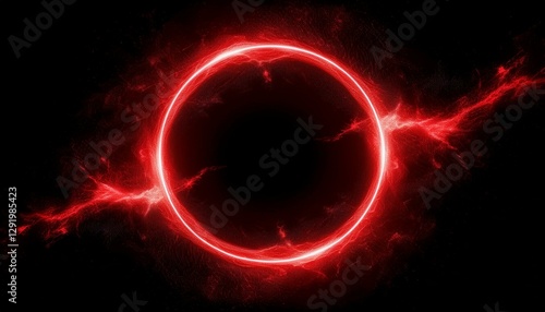 red abstract circle plasma lightning particle effect ring with swirling glow particles visual effect layer overlay