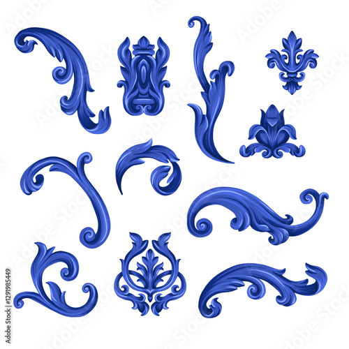 Baroque vintage elements isolated. Vector.