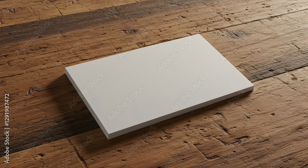 Fototapeta premium Thick blank business card wooden planks background rustic texture natural raw appearance