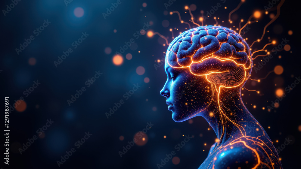 A digital illustration featuring a humanoid figure with an illuminated brain, symbolizing advanced artificial intelligence. A digital illustration featuring a humanoid figure with an illuminated brain, symbolizing advanced artificial intelligence.