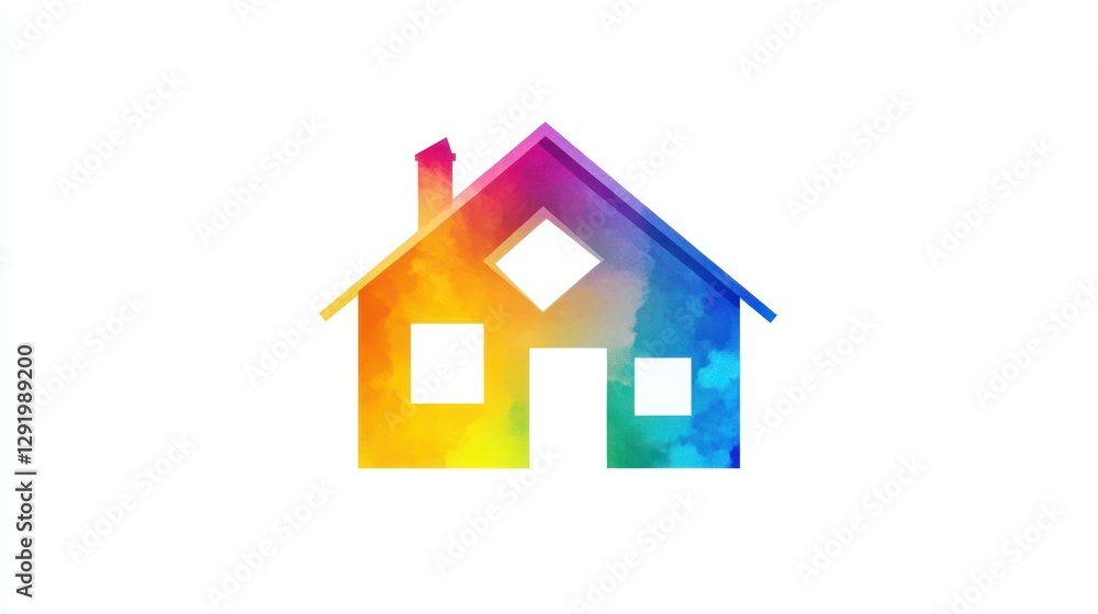 Colorful house icon, white background, home design, website use (1) Colorful house icon, white background, home design, website use (1)