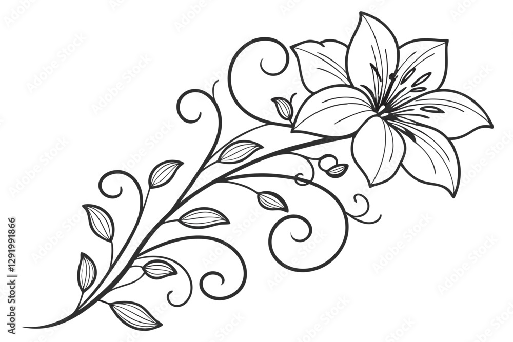 Minimalist Clematis Flower Vector – Clean and Modern Design Minimalist Clematis Flower Vector – Clean and Modern Design