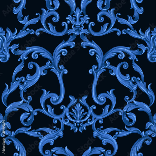 Seamless pattern with baroque elements. Vector.