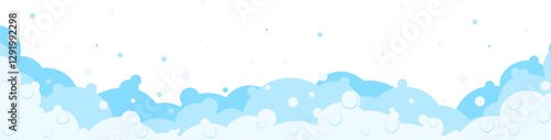 Foam bubbles frame. Cartoon bubbles of shampoo, bubble bath.   Soap border.   Cleaning and laundry products, beer, sea .  Bathroom laundry and hygiene concept. Vector background