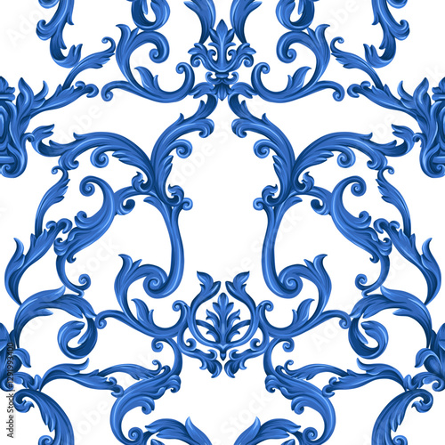 Seamless pattern with baroque elements. Vector.