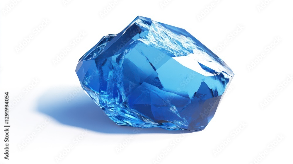 Fototapeta premium Blue gemstone on white background, isolated