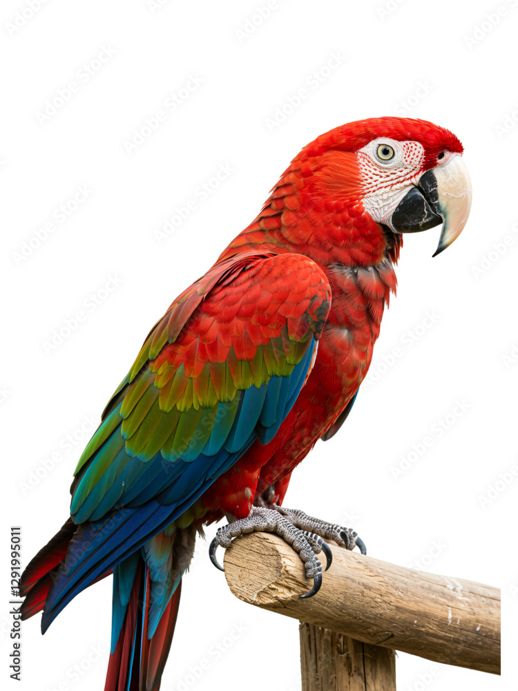 Obraz premium Majestic Macaw Perched on a Branch transparent png background