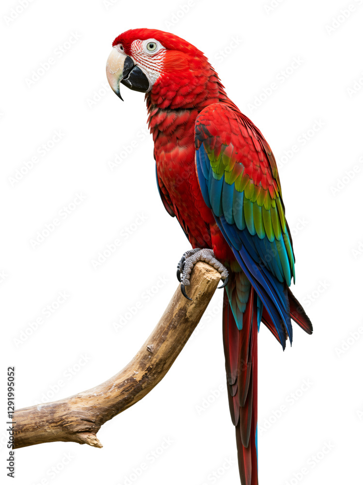 Obraz premium Majestic Macaw Perched on a Branch transparent png background
