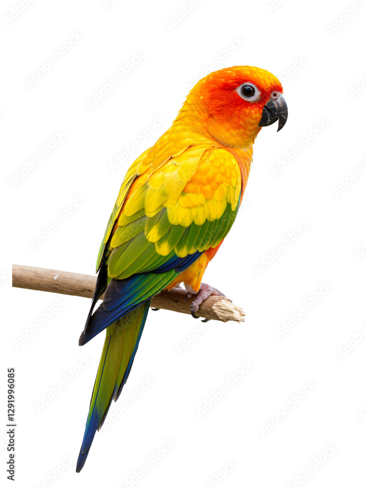 Fototapeta premium Colorful Parrot: A striking image of a colorful parrot against a png background.