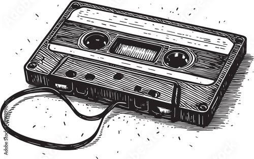 Cassette tape hand drawn vector illustration