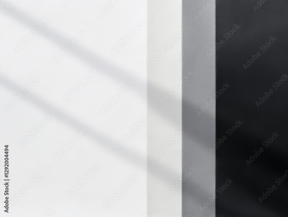 Abstract Wall: White, Gray and Black Stripes with Shadows Abstract Wall: White, Gray and Black Stripes with Shadows
