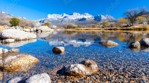 Wallpaper Mural Mountain lake reflection autumn landscape, travel postcard Torontodigital.ca