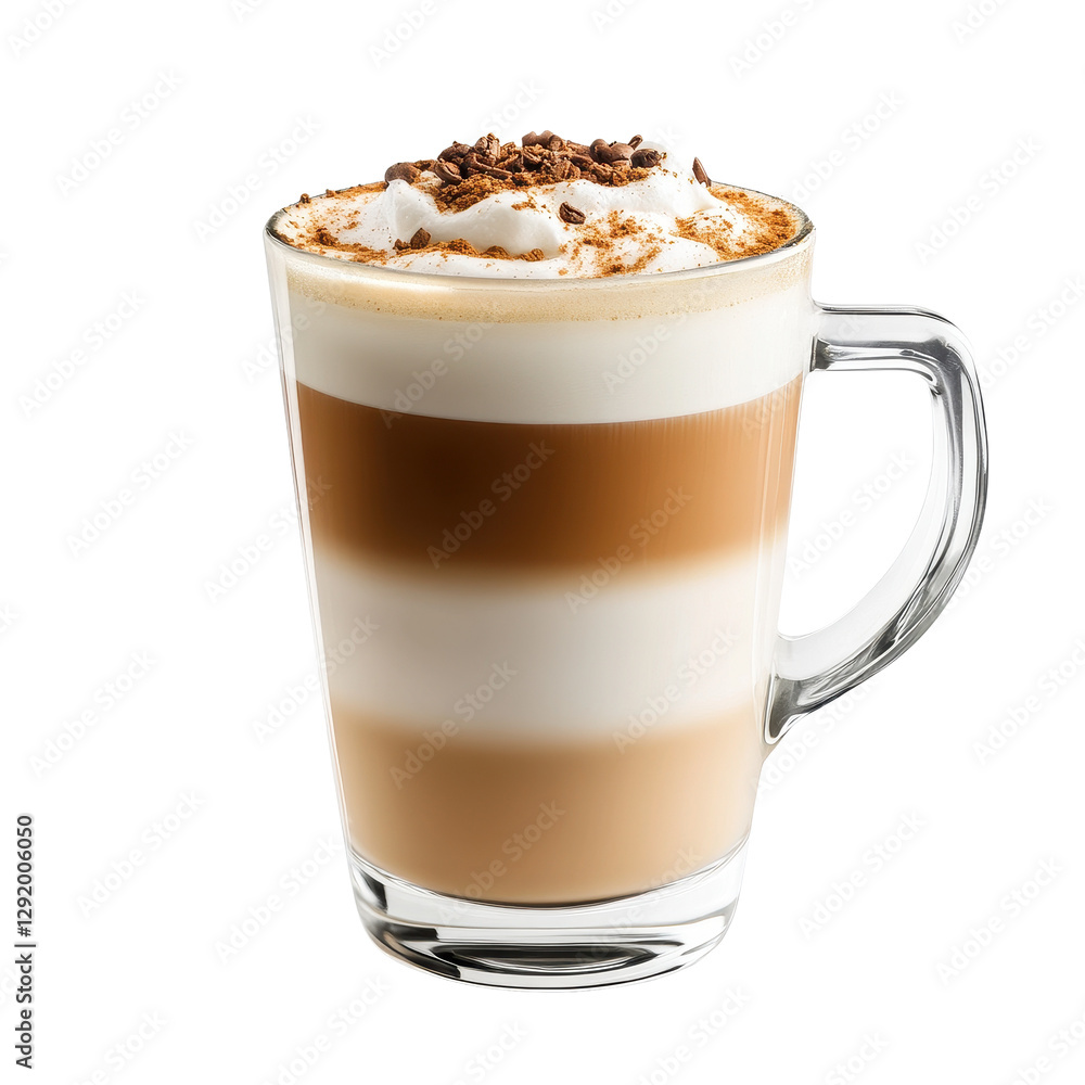 Delicious latte coffee with creamy layers and whipped cream on Transparent background perfect for cozy moments, Latte coffe isolated on PNG background Delicious latte coffee with creamy layers and whipped cream on Transparent background perfect for cozy moments, Latte coffe isolated on PNG background