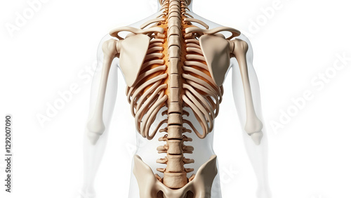 herniated disc: top view, human spine, medical photo