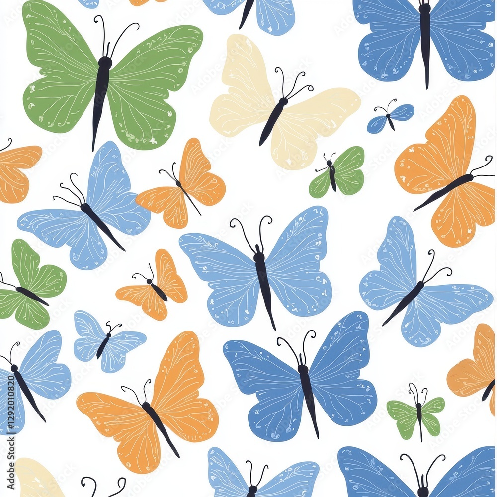 Fototapeta premium Colorful Butterflies in Various Styles on White Background