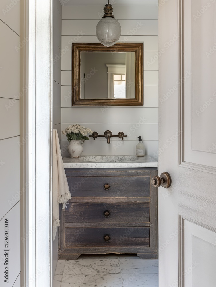 Obraz premium Modern Farmhouse Bathroom with Cottage Character 