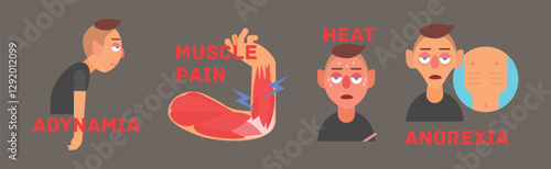 Malaria or Dengue Fever Symptoms Infographic Vector Set
