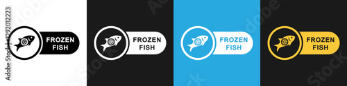 Frozen Fish vector icon for food packaging. Different backgrounds