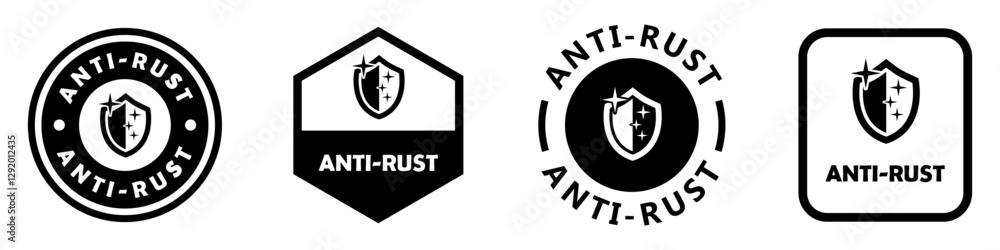 Anti Rust - vector stickers for metal tools lubricant or primer. Vector isolated on white. Anti Rust - vector stickers for metal tools lubricant or primer. Vector isolated on white.