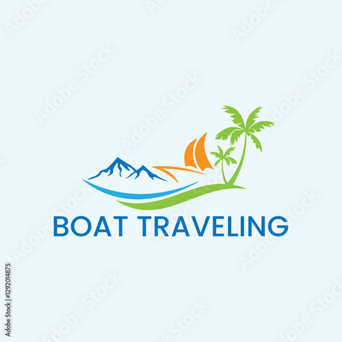 boat tourism traveling logo design vector