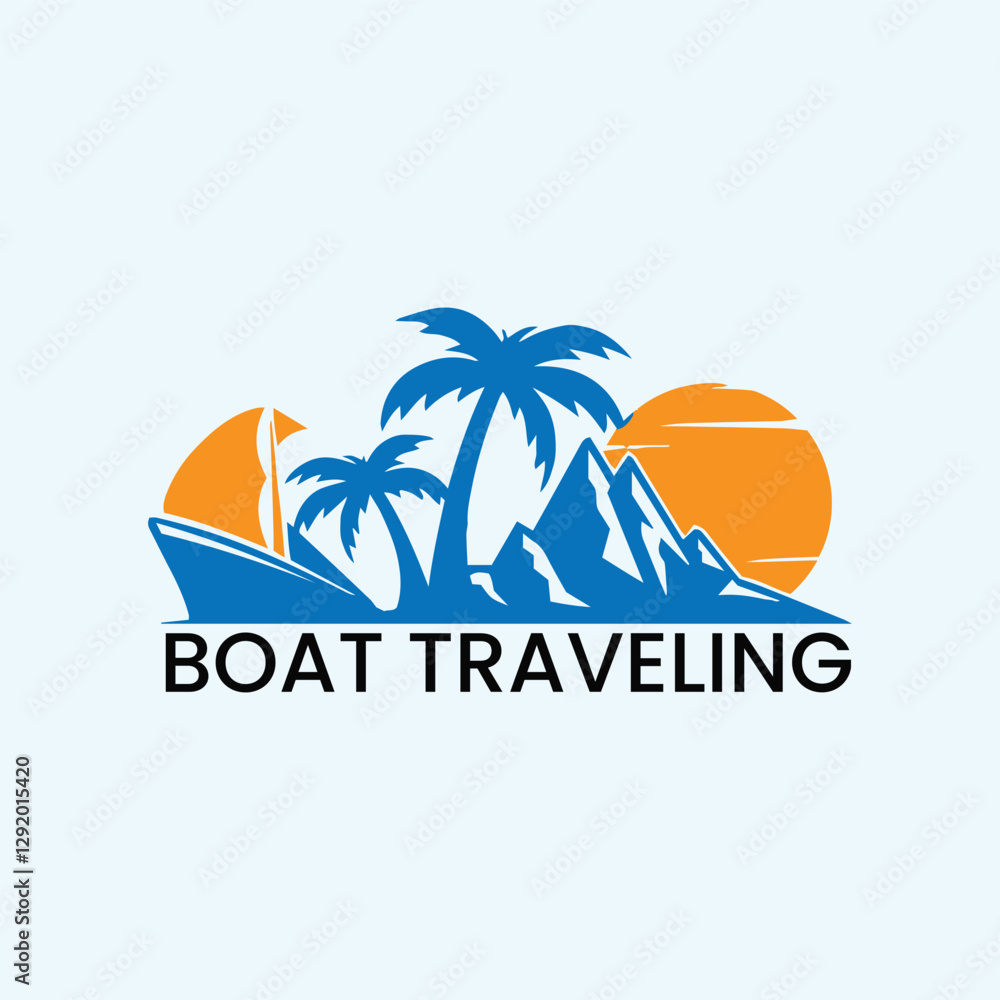 Obraz premium boat tourism traveling logo design vector