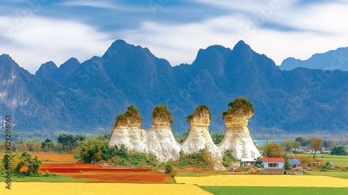 African landscape with white rocks formation, landscape 