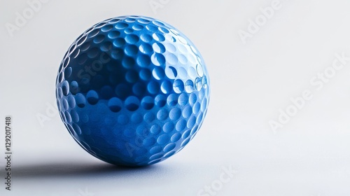 A blue golf ball lies on a white background, ready for a round on the green.