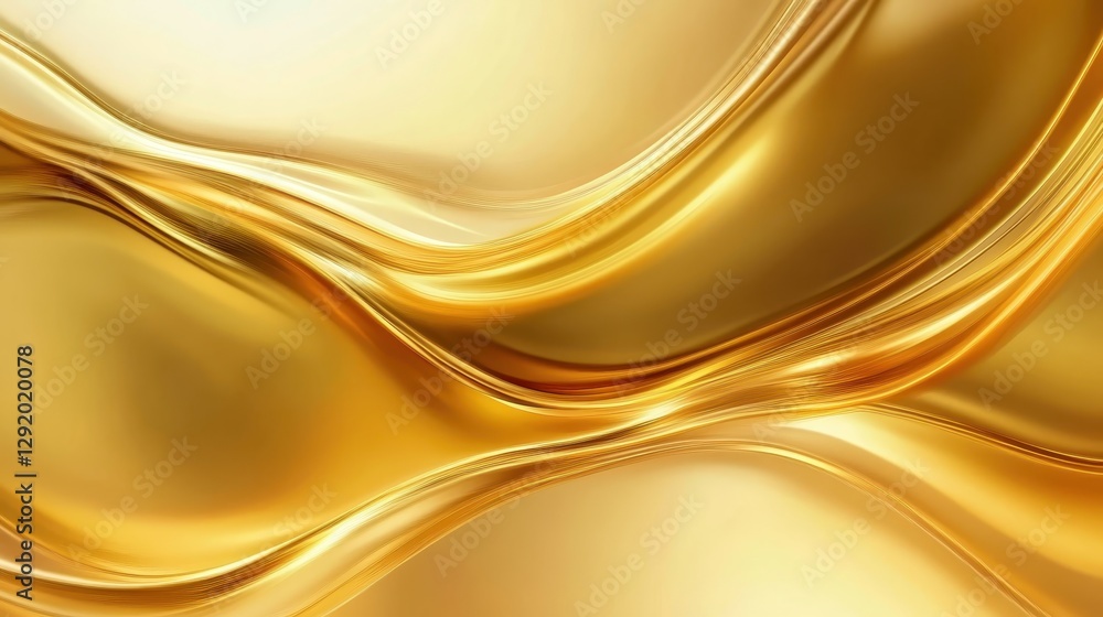 Fototapeta premium Golden waves ripple gracefully across a smooth surface that reflects light in a mesmerizing way, creating an elegant and luxurious ambiance for any background setting