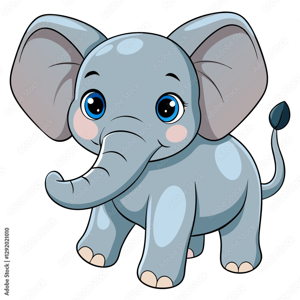 Naklejka premium Watercolor illustration of cute baby elephant