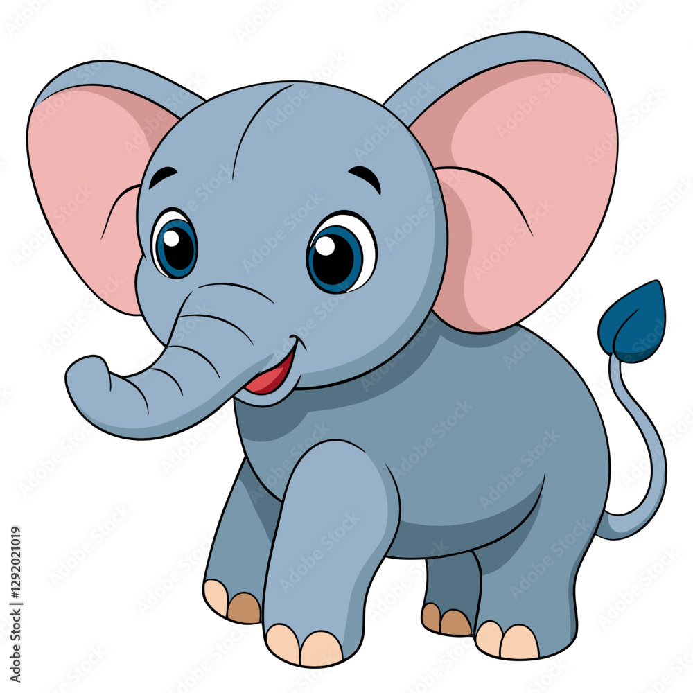 Naklejka premium Watercolor illustration of cute baby elephant