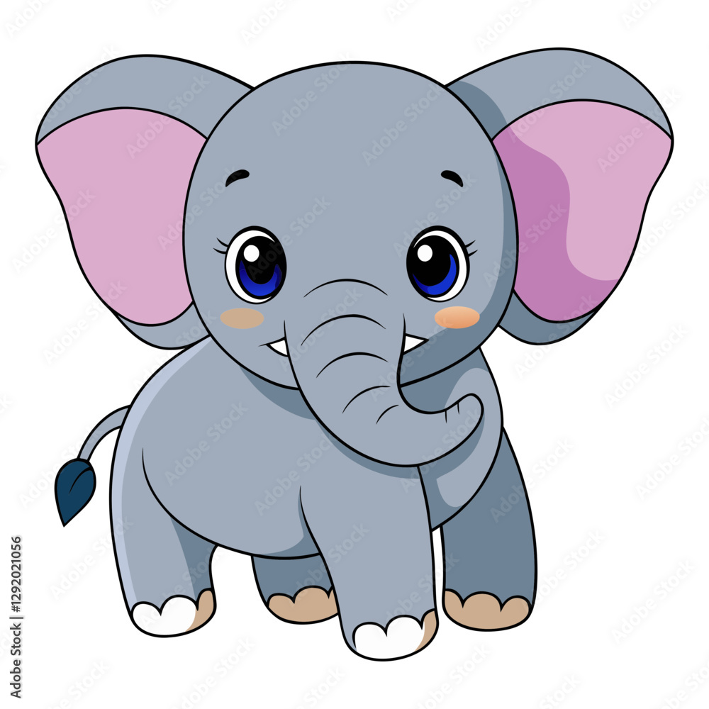 Naklejka premium Watercolor illustration of cute baby elephant
