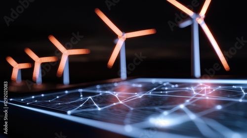 Renewable Energy Concept with Wind Turbines and Solar Panels