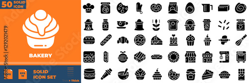 Bakery Solid Editable Icons set