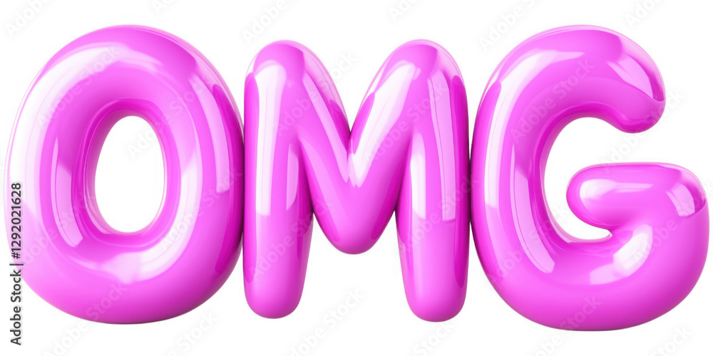 Colorful 3D pink text makes a bold statement with the word OMG displayed in playful typography Colorful 3D pink text makes a bold statement with the word OMG displayed in playful typography
