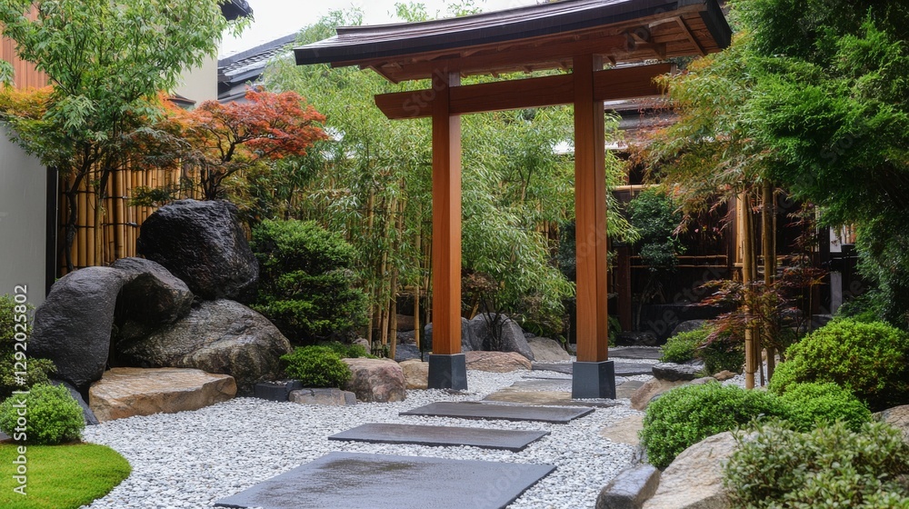 Traditional Japanese Torii gate-style yard entrance. Traditional Japanese Torii gate-style yard entrance.
