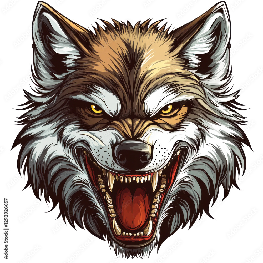 Fototapeta premium Fierce wolf illustration fantasy art graphic design digital environment close-up power and intensity