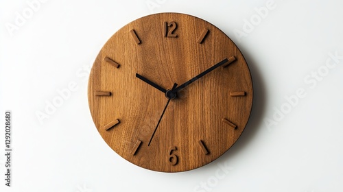 Wallpaper Mural A minimalist wooden wall clock, isolated on a white background, displaying the time as  Torontodigital.ca