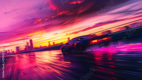 A Fiery Sunset Chase Scene Depicting the Suspense, Action and Intrigue of a Thriller Movie