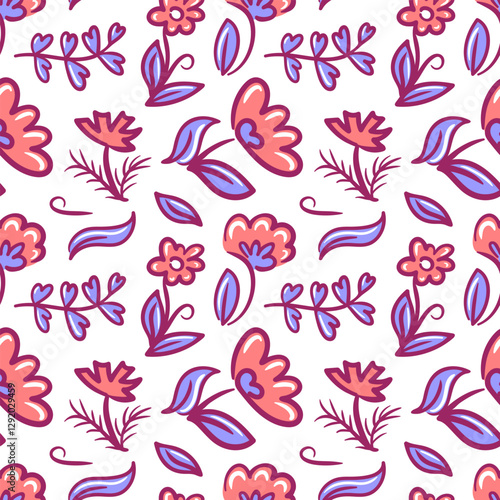stunning floral pattern design features an array of vibrant colors and intricate flower motifs. Ideal for textiles and backgrounds, it brings a lively and refreshing touch to any project, enhancing