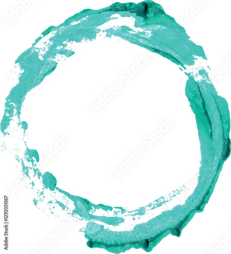 Round green paint imprint on white isolated background