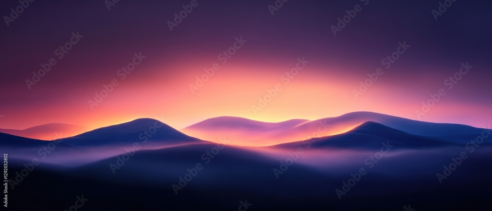 Mountains at Dusk with Purple and Orange Sky Mountains at Dusk with Purple and Orange Sky