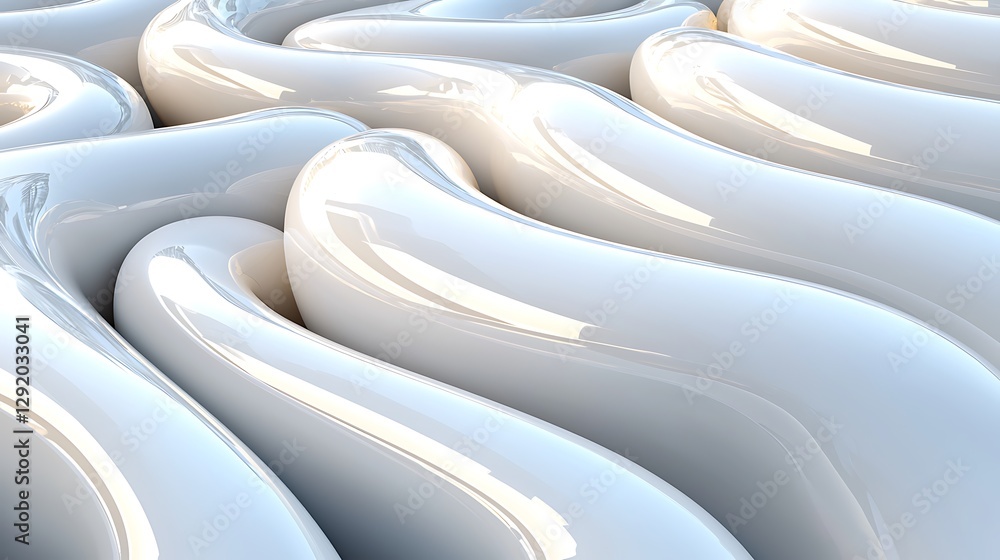 Fototapeta premium Shiny White Waves Flowing; Backdrop for Product Display